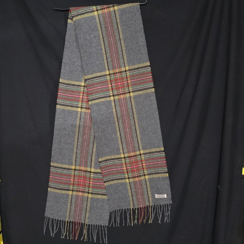 Foxford X.Long Lambswool Made in Ireland Scarf - Gray Plaid Scarf